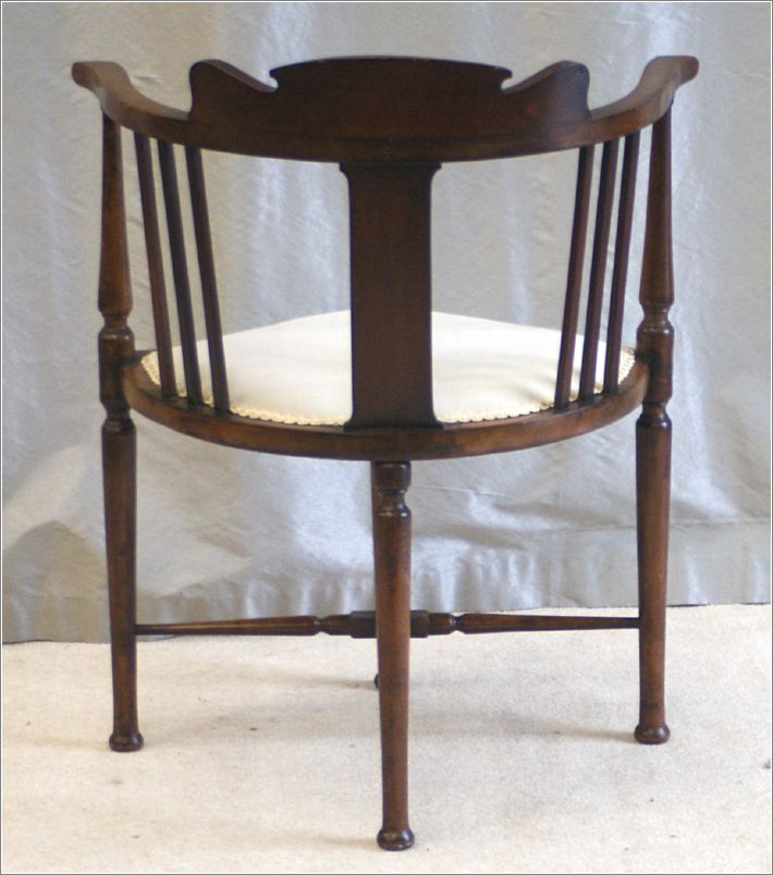9054 Antique Inlaid Walnut Corner Chair Rear